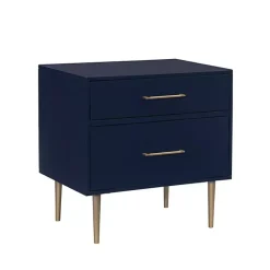 Outlet Kirklands Home 2-Drawer Nightstand with Gold Hardware Blue