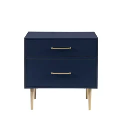 Outlet Kirklands Home 2-Drawer Nightstand with Gold Hardware Blue