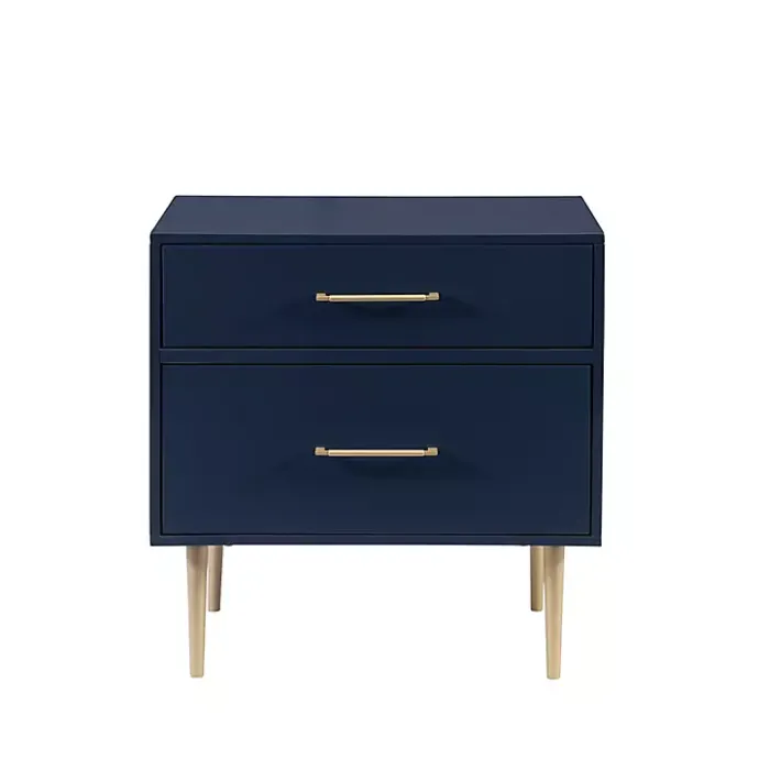 Outlet Kirklands Home 2-Drawer Nightstand with Gold Hardware Blue