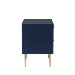 Outlet Kirklands Home 2-Drawer Nightstand with Gold Hardware Blue