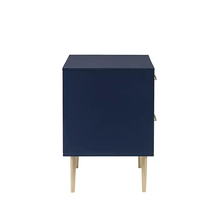 Outlet Kirklands Home 2-Drawer Nightstand with Gold Hardware Blue