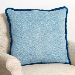 Sale Kirklands Home Embroidered Coral Pillow Blue