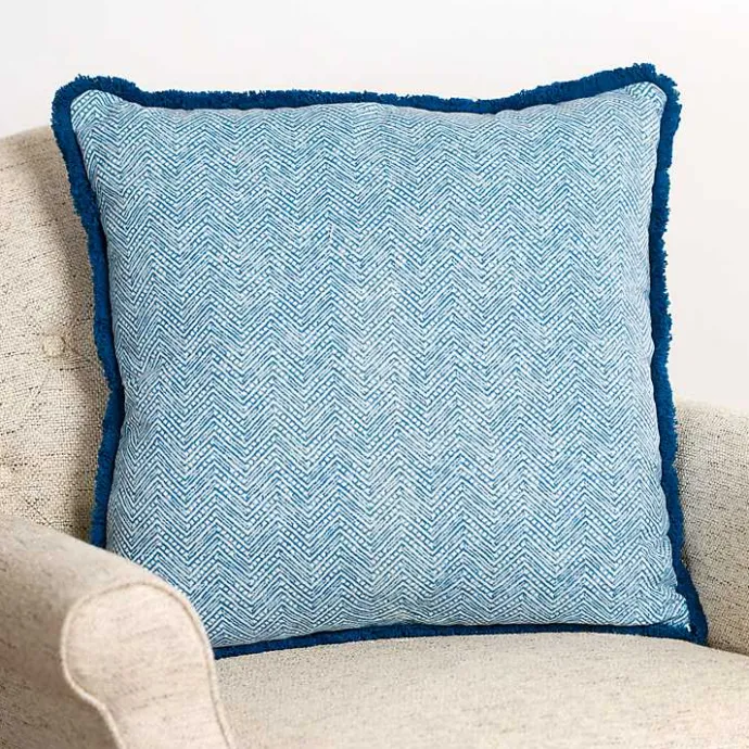 Sale Kirklands Home Embroidered Coral Pillow Blue