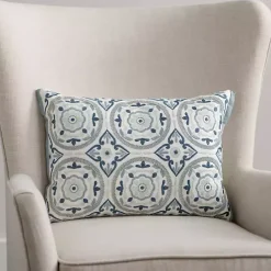 Best Kirklands Home Embroidered Medallion Lumbar Pillow Blue