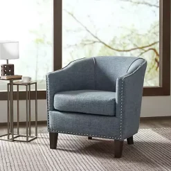 Clearance Kirklands Home Emery Barrel Accent Chair Blue