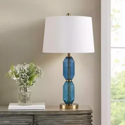 Sale Kirklands Home Faceted Glass Table Lamp Blue