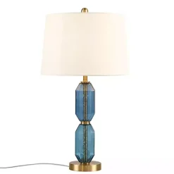 Sale Kirklands Home Faceted Glass Table Lamp Blue