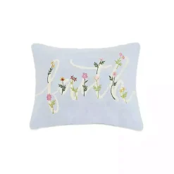 Kirklands Home Blue Faith Floral Embroidered Lumbar Pillow