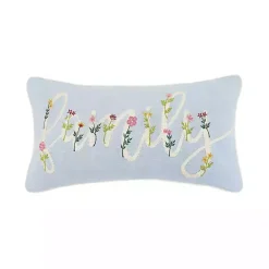 Clearance Kirklands Home Blue Family Floral Embroidered Lumbar Pillow
