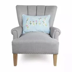 Clearance Kirklands Home Blue Family Floral Embroidered Lumbar Pillow