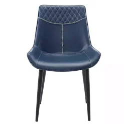 New Kirklands Home Faux Leather Stitched Chairs, Set of 2 Blue