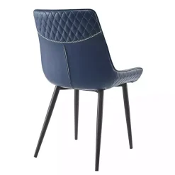 New Kirklands Home Faux Leather Stitched Chairs, Set of 2 Blue