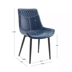 New Kirklands Home Faux Leather Stitched Chairs, Set of 2 Blue