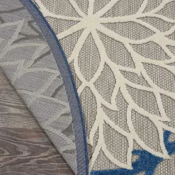 Best Kirklands Home Blue Floral Burst Round Outdoor Area Rug, 5x5