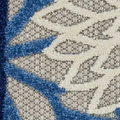 Best Kirklands Home Blue Floral Burst Round Outdoor Area Rug, 5x5