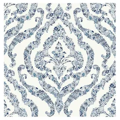 Discount Kirklands Home Floral Damask Pattern Peel & Stick Wallpaper Blue