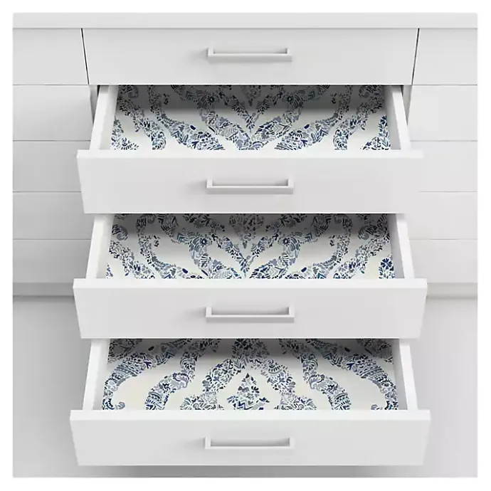 Discount Kirklands Home Floral Damask Pattern Peel & Stick Wallpaper Blue