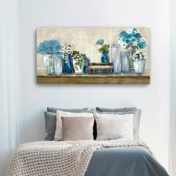 Discount Kirklands Home Blue Floral Desk Giclee Canvas Print, 60x30 in.