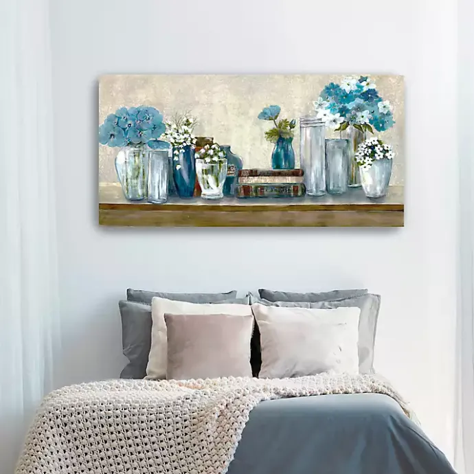 Discount Kirklands Home Blue Floral Desk Giclee Canvas Print, 60x30 in.