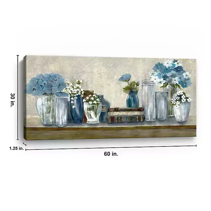 Discount Kirklands Home Blue Floral Desk Giclee Canvas Print, 60x30 in.
