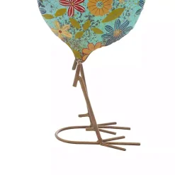 Discount Kirklands Home Blue Floral Metal Rooster Statue