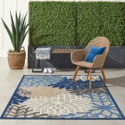 Best Kirklands Home Blue Floral Outdoor Area Rug, 5x7
