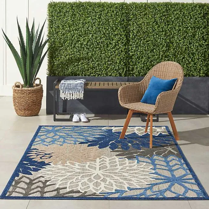 Best Kirklands Home Blue Floral Outdoor Area Rug, 5x7