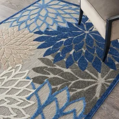 Best Kirklands Home Blue Floral Outdoor Area Rug, 5x7