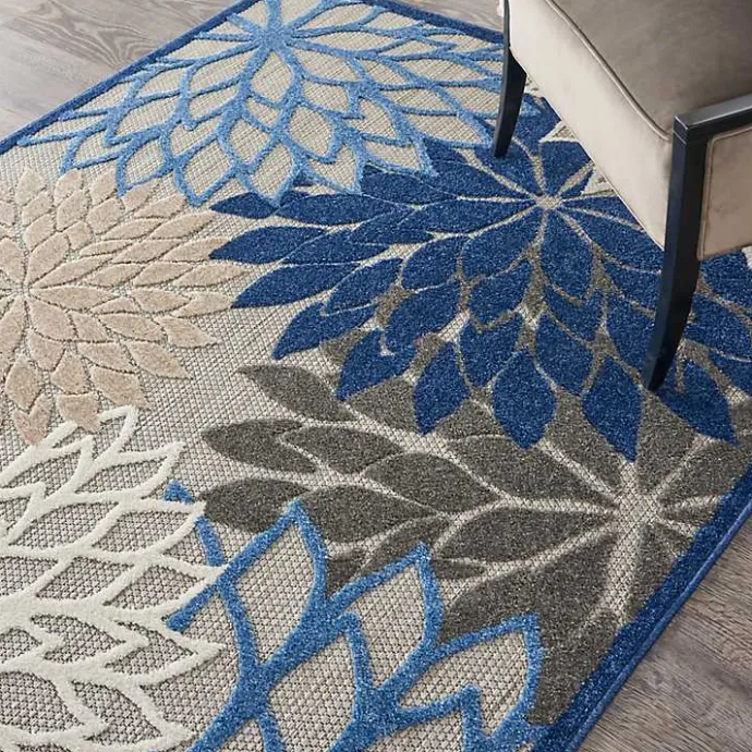 Best Kirklands Home Blue Floral Outdoor Area Rug, 5x7