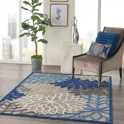 Best Kirklands Home Blue Floral Outdoor Area Rug, 5x7