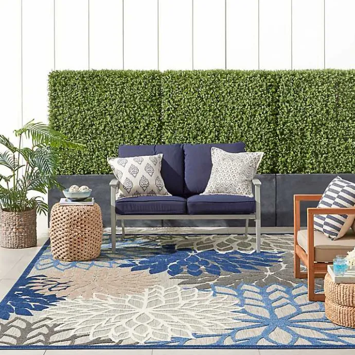 Best Kirklands Home Blue Floral Outdoor Area Rug, 7x10