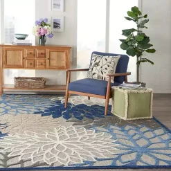 Best Kirklands Home Blue Floral Outdoor Area Rug, 7x10