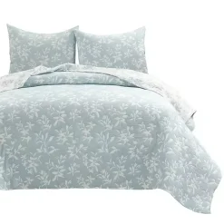 Sale Kirklands Home Blue Floral Reversible 3-pc. King Quilt Set