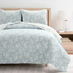 Sale Kirklands Home Blue Floral Reversible 3-pc. King Quilt Set