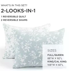 Sale Kirklands Home Blue Floral Reversible 3-pc. King Quilt Set