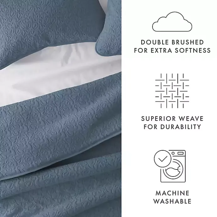 Discount Kirklands Home Floral Stitch 3-pc. Queen Quilt Set Blue