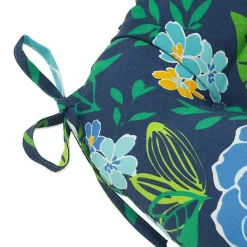 Clearance Kirklands Home Blue Floral Tufted Outdoor Seat Cushions, Set of 2