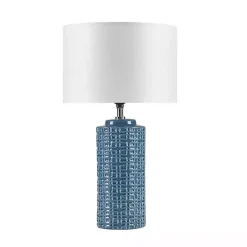 Discount Kirklands Home Blue Geometric Ceramic Table Lamp White