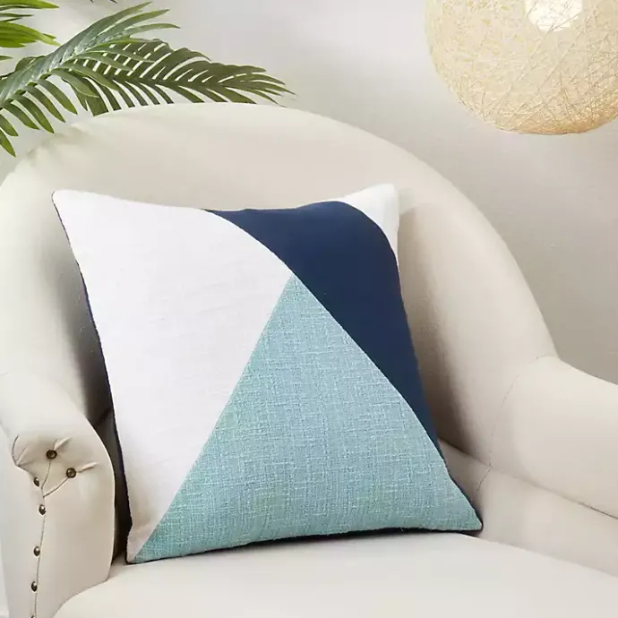 Outlet Kirklands Home Blue Geometric Colorblock Throw Pillow