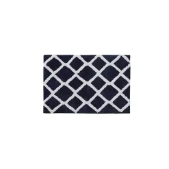 Online Kirklands Home Blue Geometric Pattern Reversible Bath Mat, 34 in.