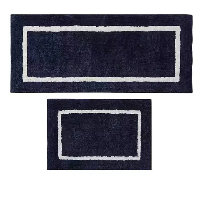 Online Kirklands Home Blue Geometric Pattern Reversible Bath Mat, 34 in.
