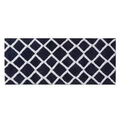 Kirklands Home Blue Geometric Pattern Reversible Bath Mat, 60 in.