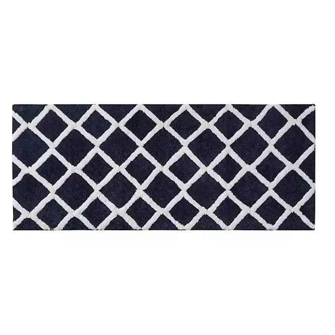 Kirklands Home Blue Geometric Pattern Reversible Bath Mat, 60 in.