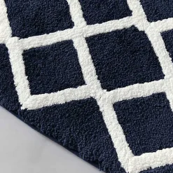 Kirklands Home Blue Geometric Pattern Reversible Bath Mat, 60 in.