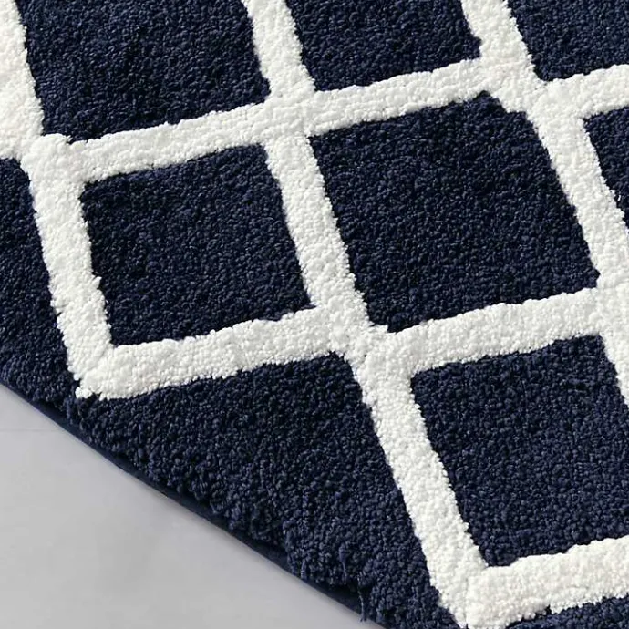 Kirklands Home Blue Geometric Pattern Reversible Bath Mat, 60 in.