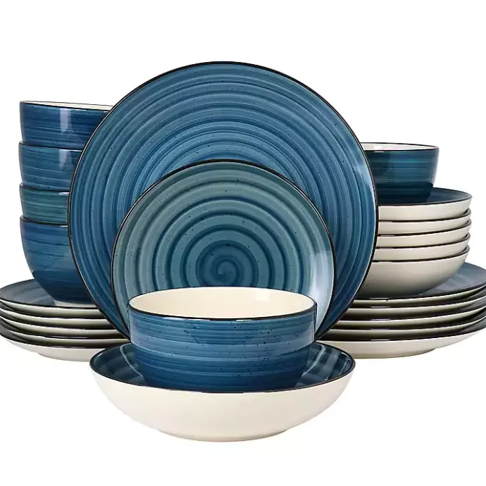 Discount Kirklands Home Gia Stoneware 24-pc. Dinnerware Set Blue