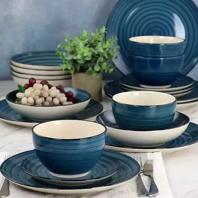 Discount Kirklands Home Gia Stoneware 24-pc. Dinnerware Set Blue