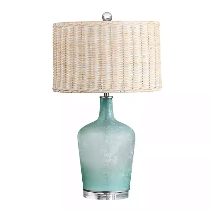 Clearance Kirklands Home Blue Glass Coastal Table Lamp Tan
