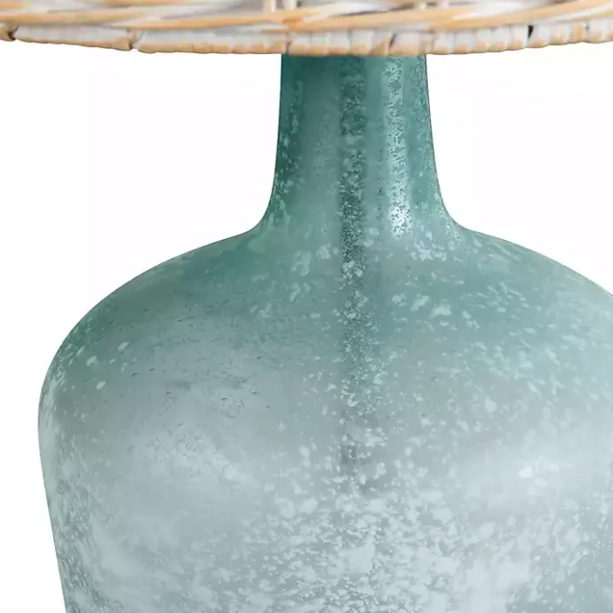 Clearance Kirklands Home Blue Glass Coastal Table Lamp Tan