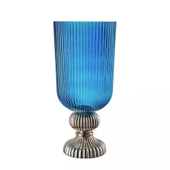 Online Kirklands Home Glass Vase with Silver Pedestal Base, 20 in. Blue